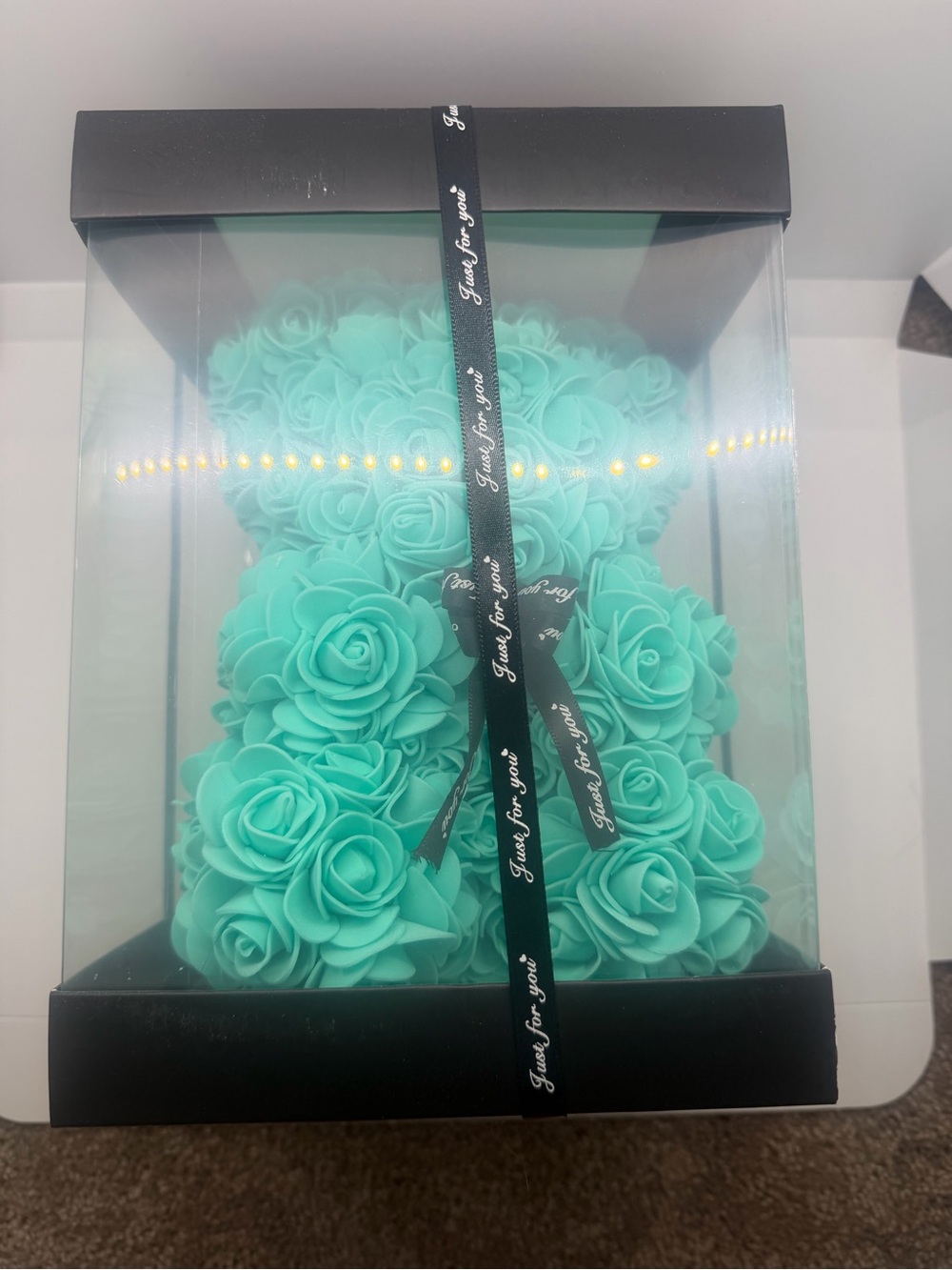 Turquoise Rose Bear in Gift Box